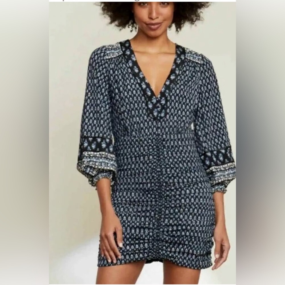Veronica Beard Navy Patterned Mini Dress